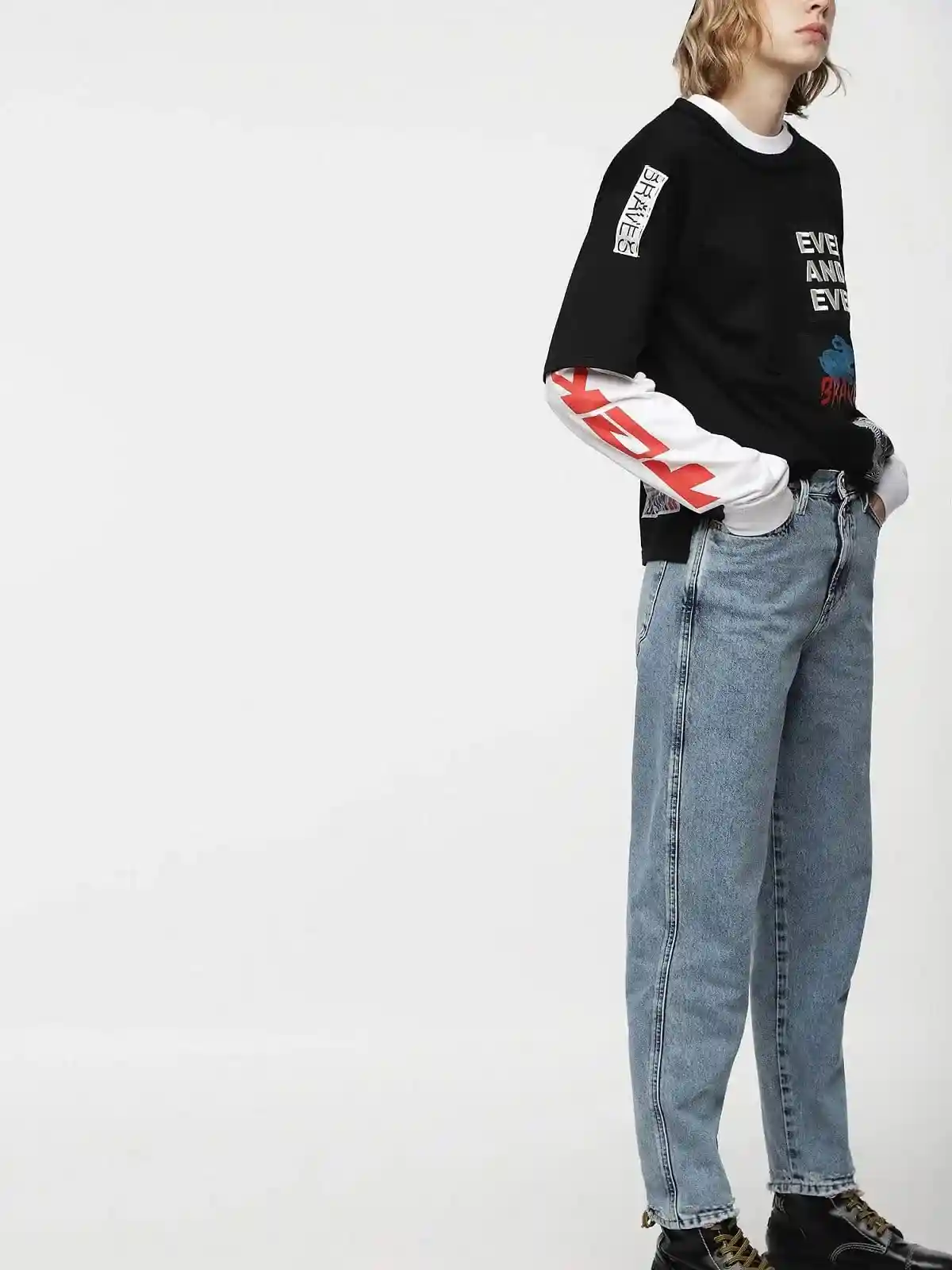 Blue Straight Fit Jeans-Alys