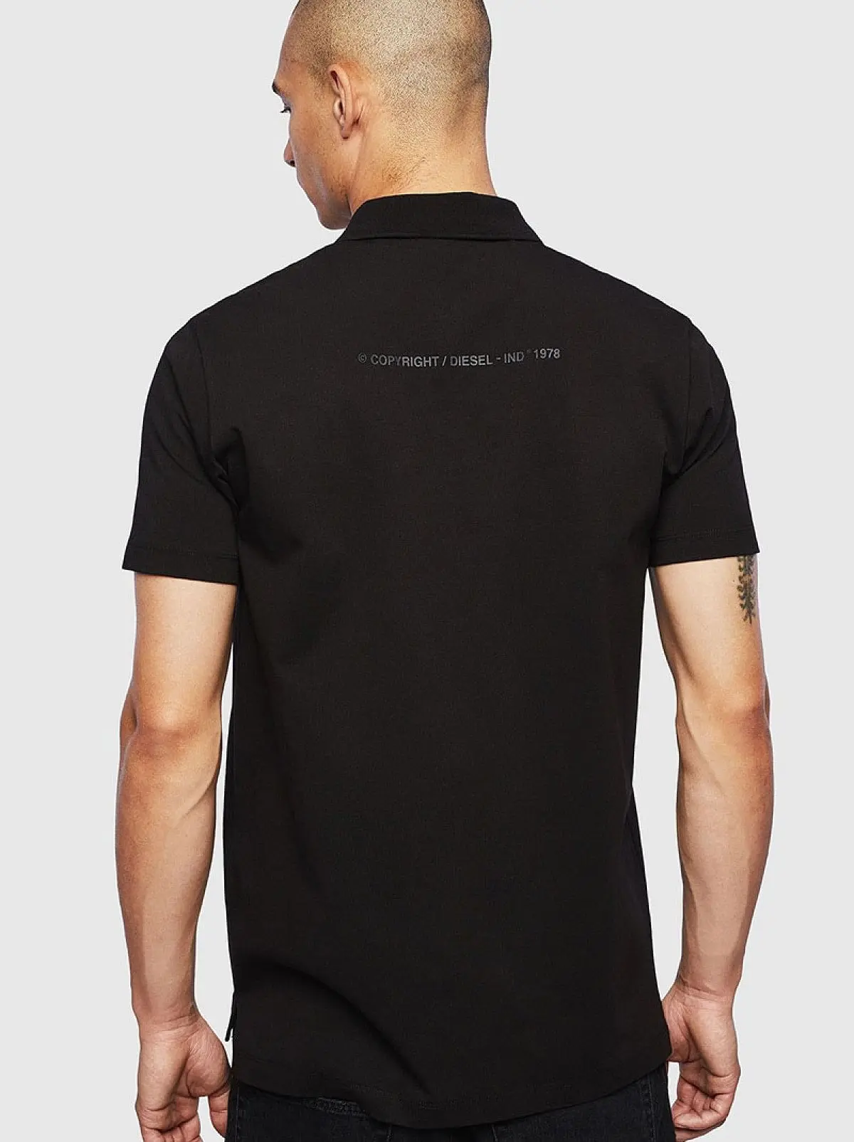 Black Polo shirt with jacquard patches