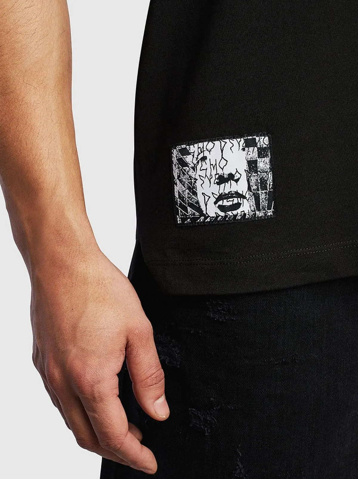 Black Polo shirt with jacquard patches