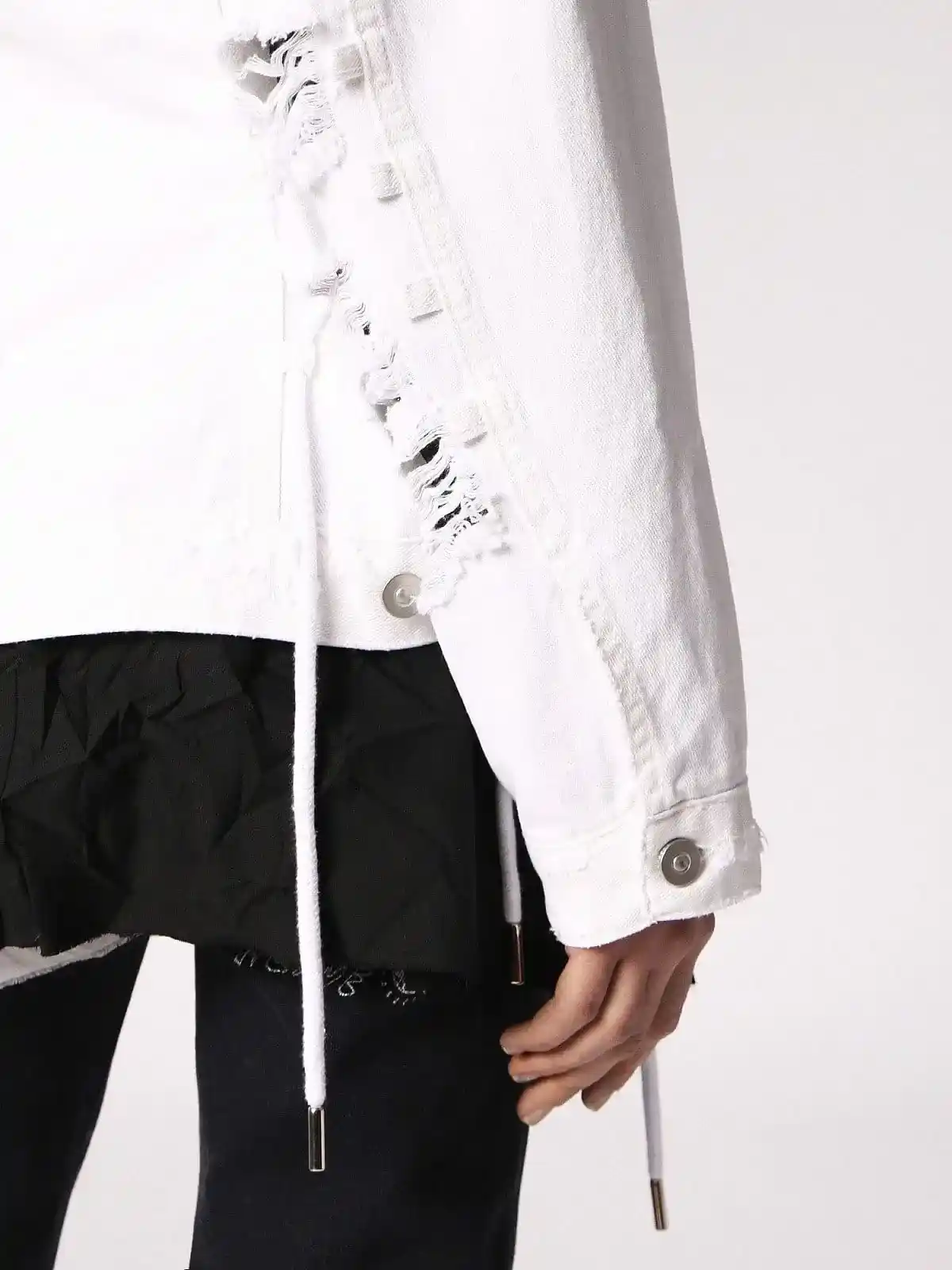 White Denim trucker with destroyed details
