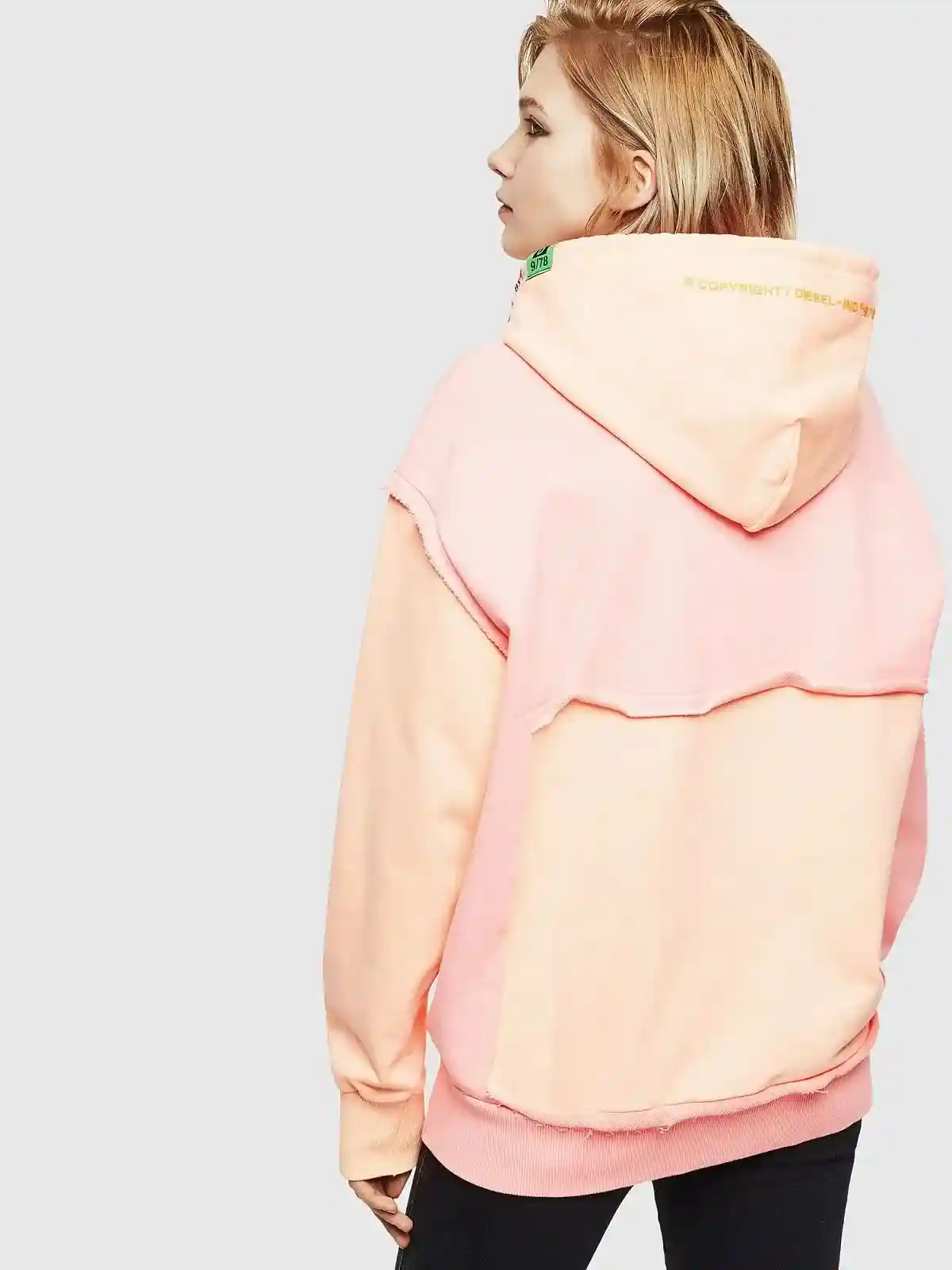 Black Colour-block sweatshirt with raw edges