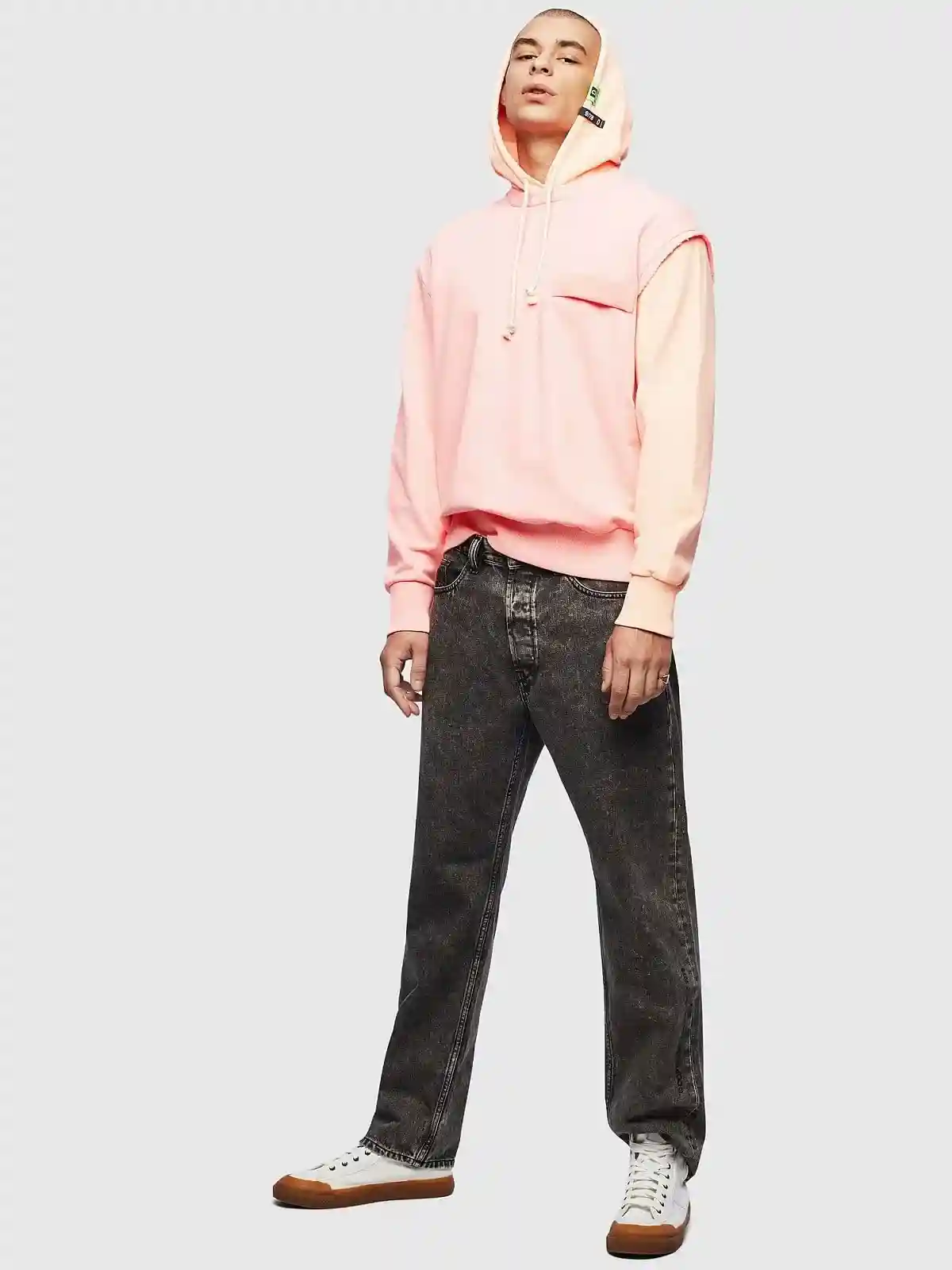Black Colour-block sweatshirt with raw edges