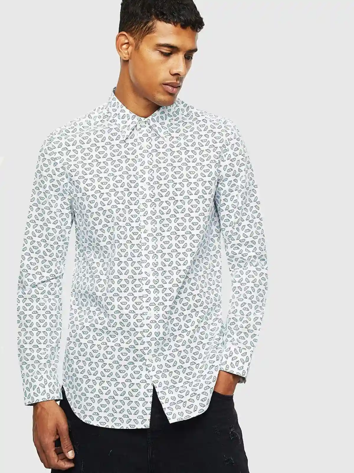 White Printed shirt in cotton poplin