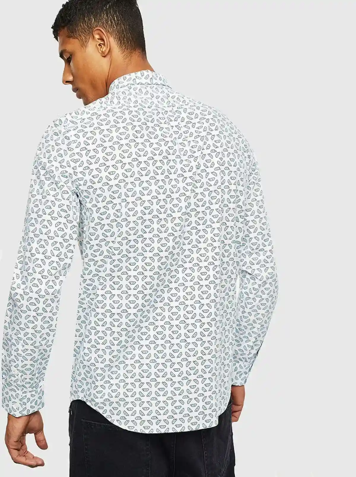 White Printed shirt in cotton poplin