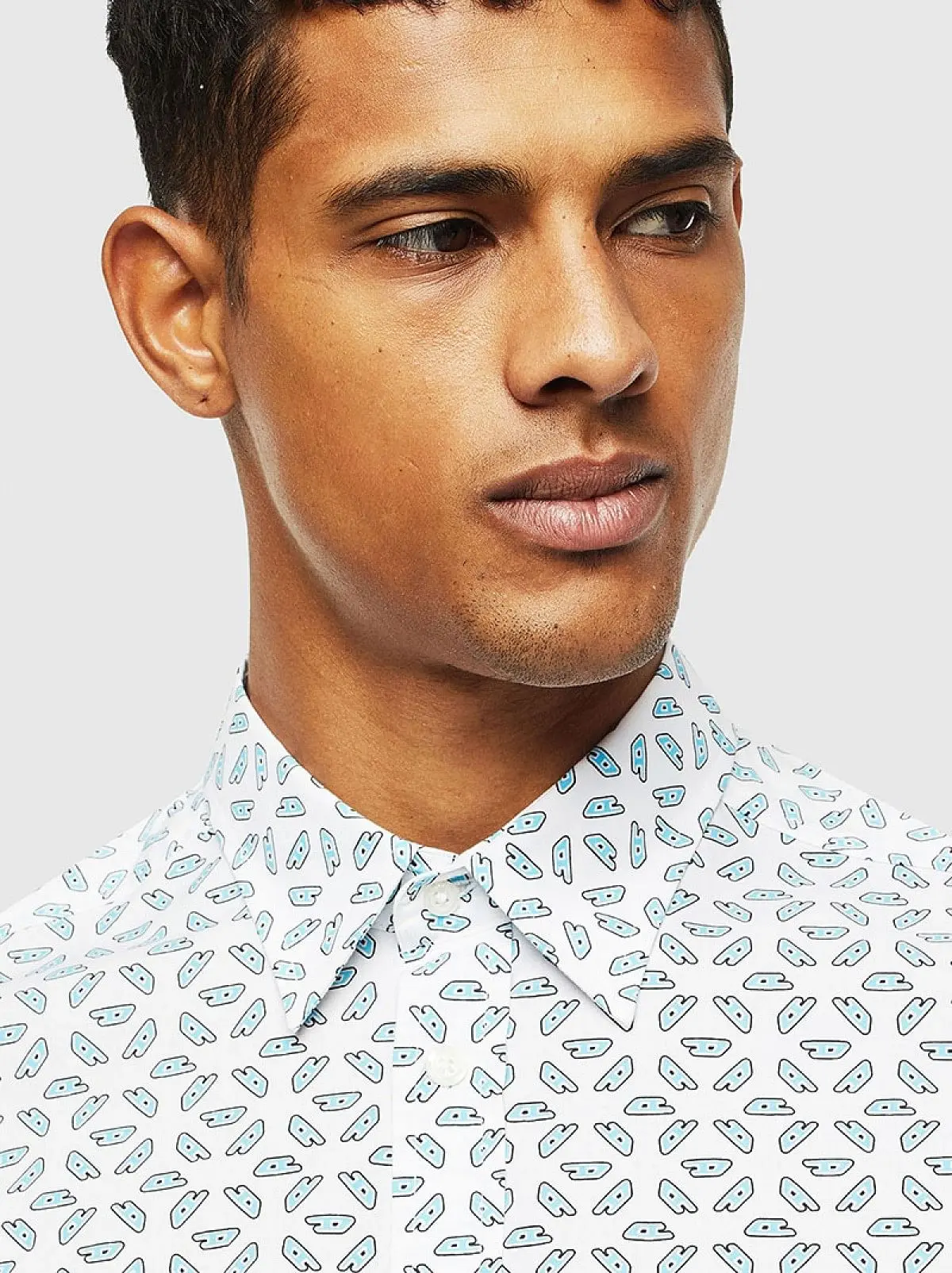White Printed shirt in cotton poplin