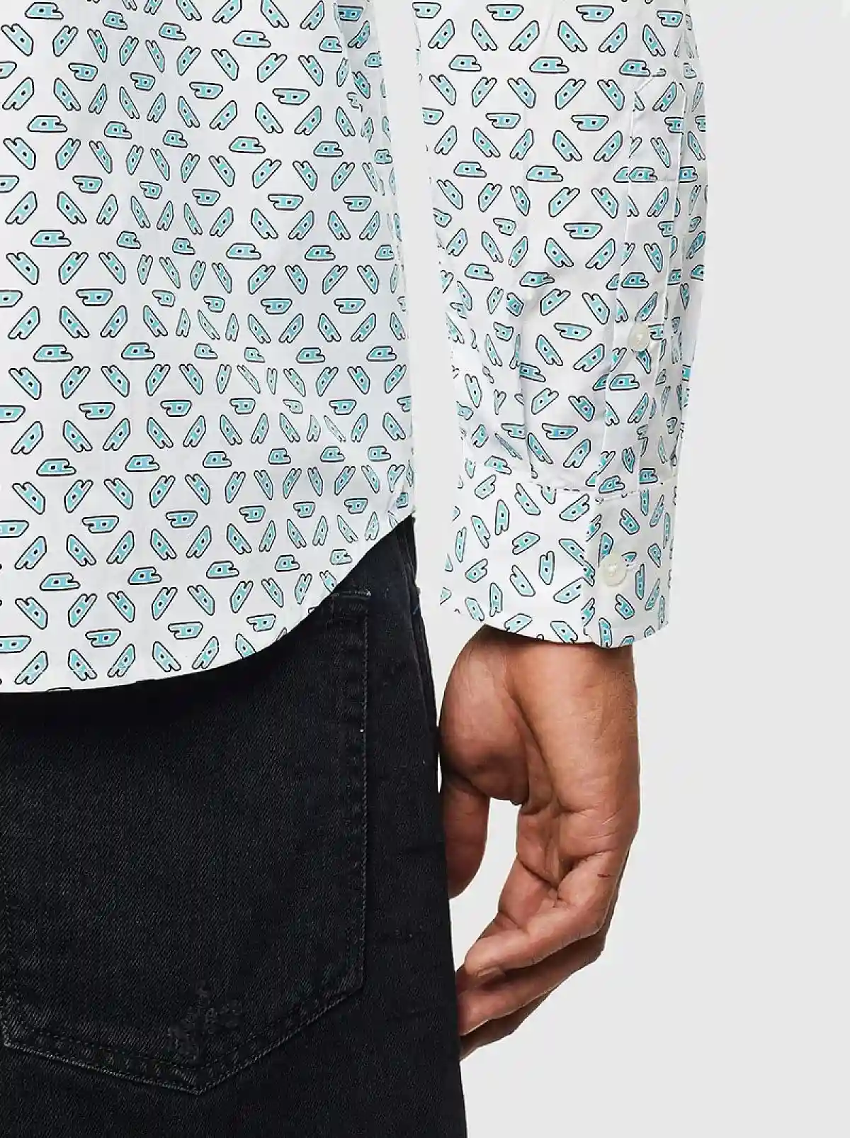 White Printed shirt in cotton poplin
