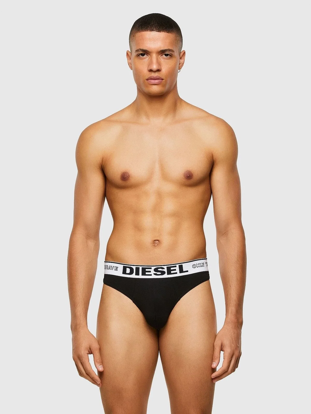 Black Thong in modal with logo waistband