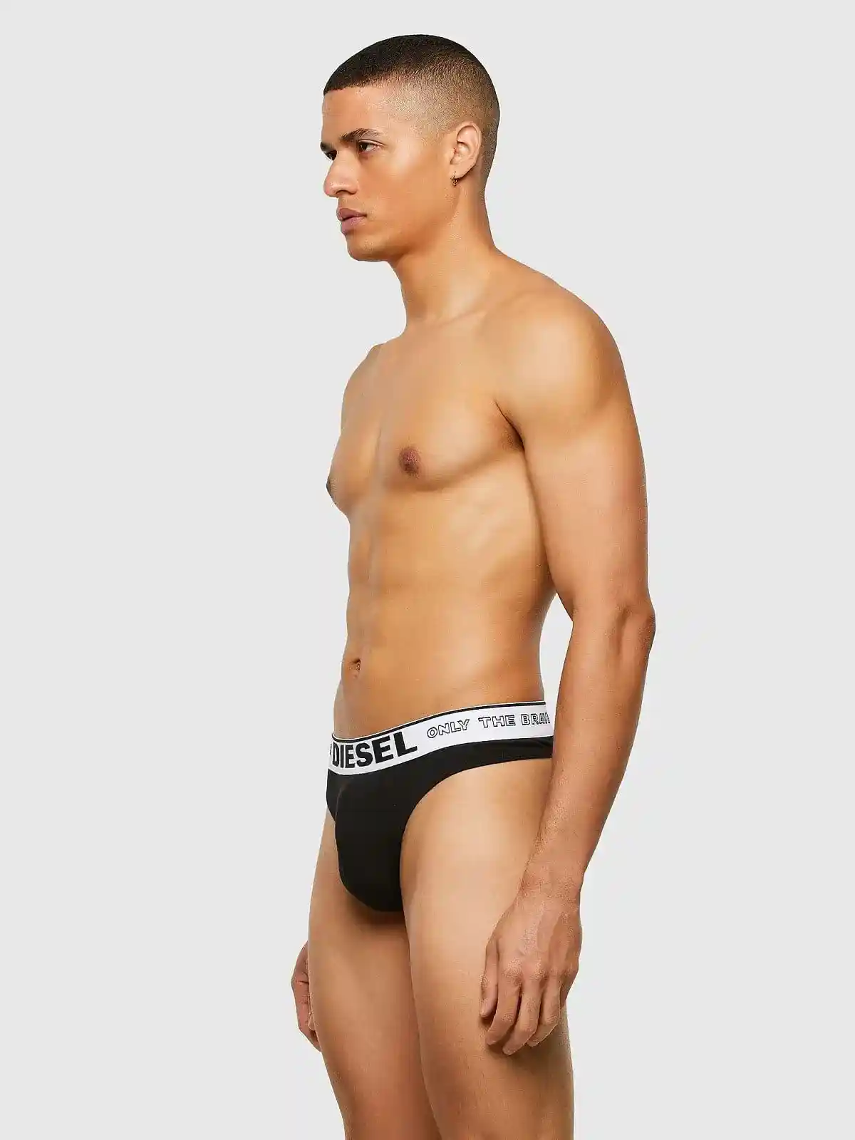 Black Thong in modal with logo waistband