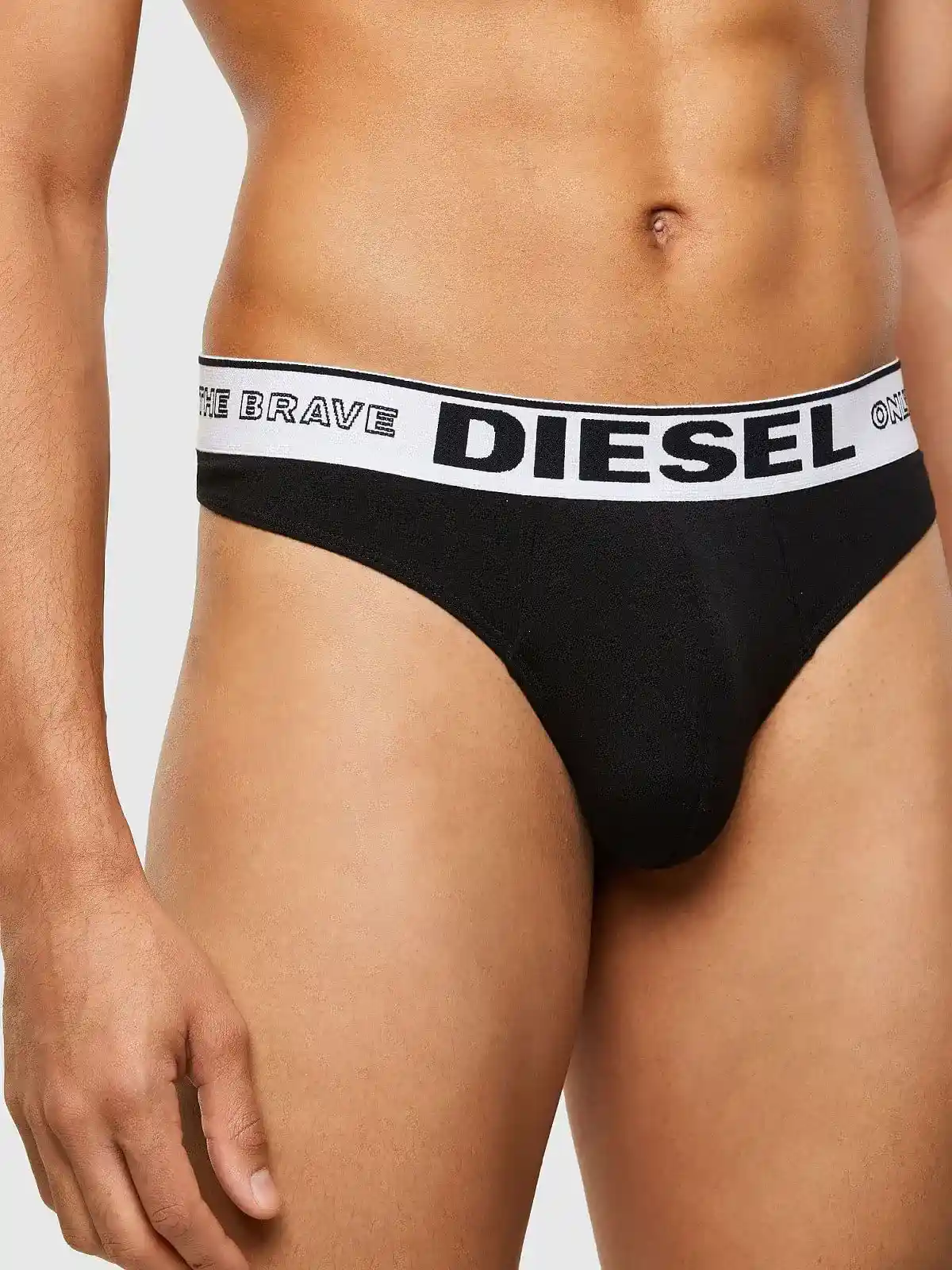 Black Thong in modal with logo waistband