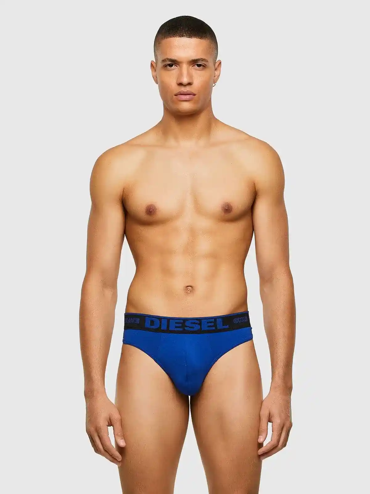 Blue Thong in modal with logo waistband