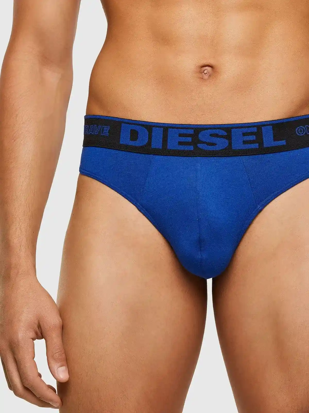 Blue Thong in modal with logo waistband
