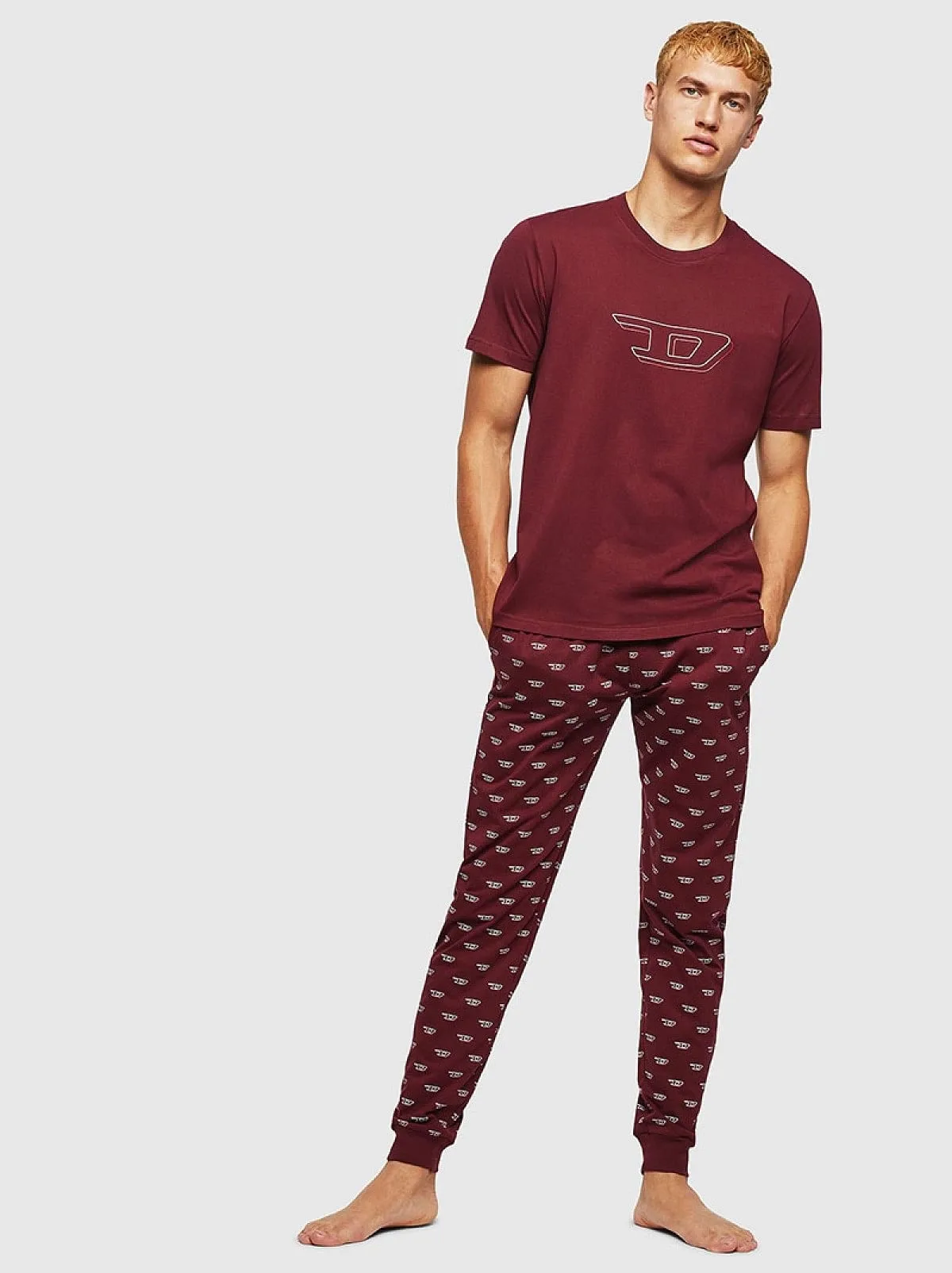 Red Pyjama set with D logo print