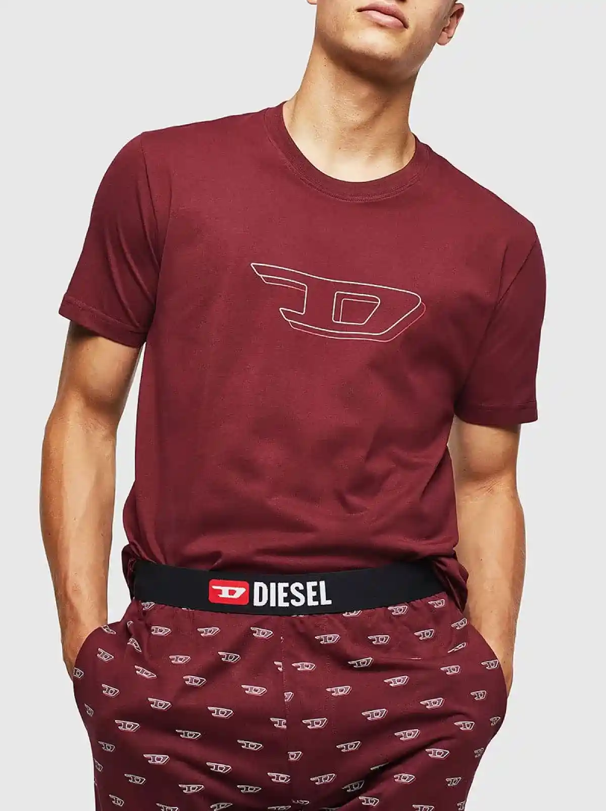 Red Pyjama set with D logo print