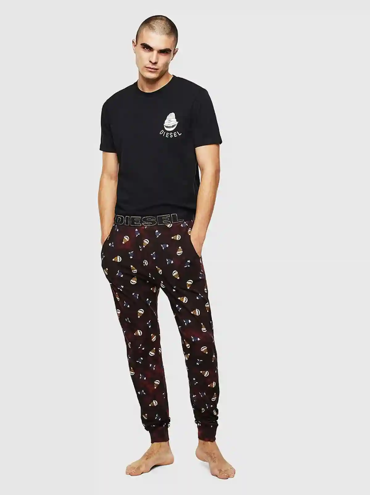 Black Pyjama set with all-over motif