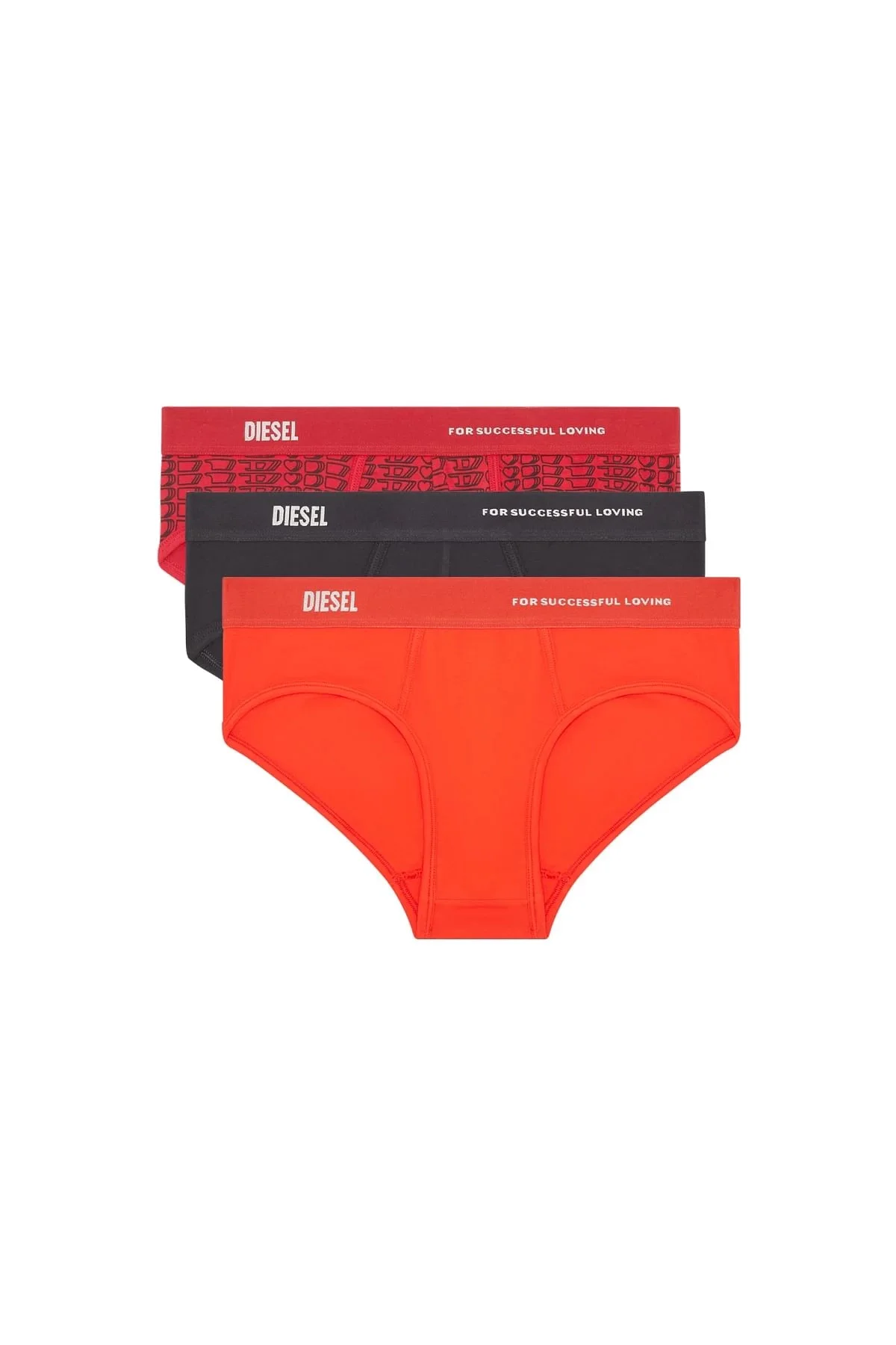 Multicolor Three-pack of briefs with D heart print