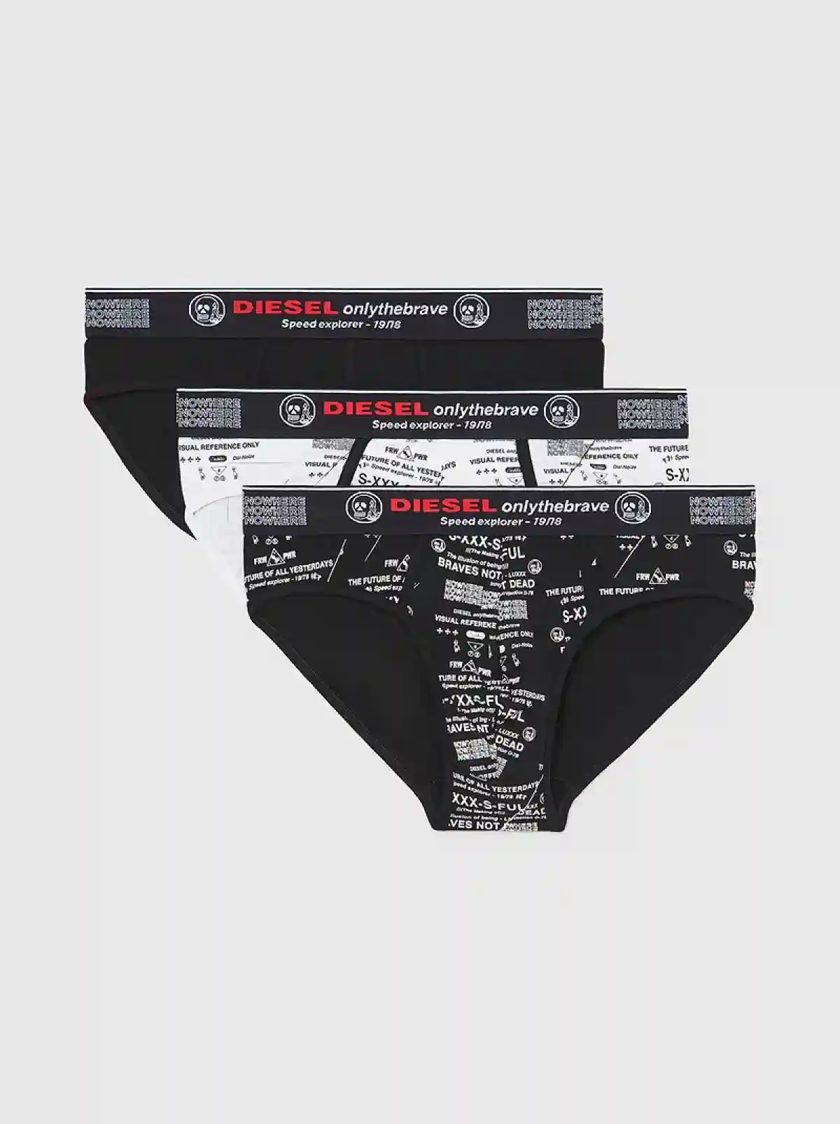 Multicolor Three-pack of briefs with text print