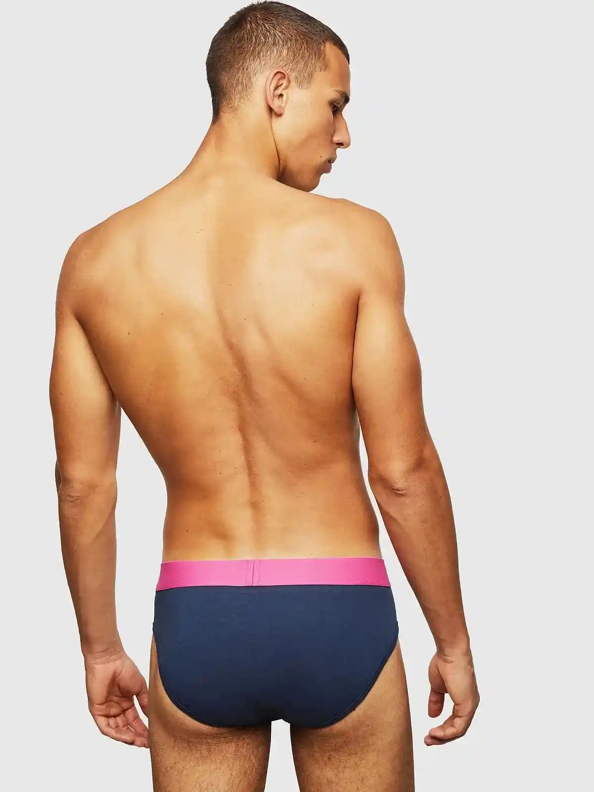 Blue 3 pack briefs with contrasting waistband