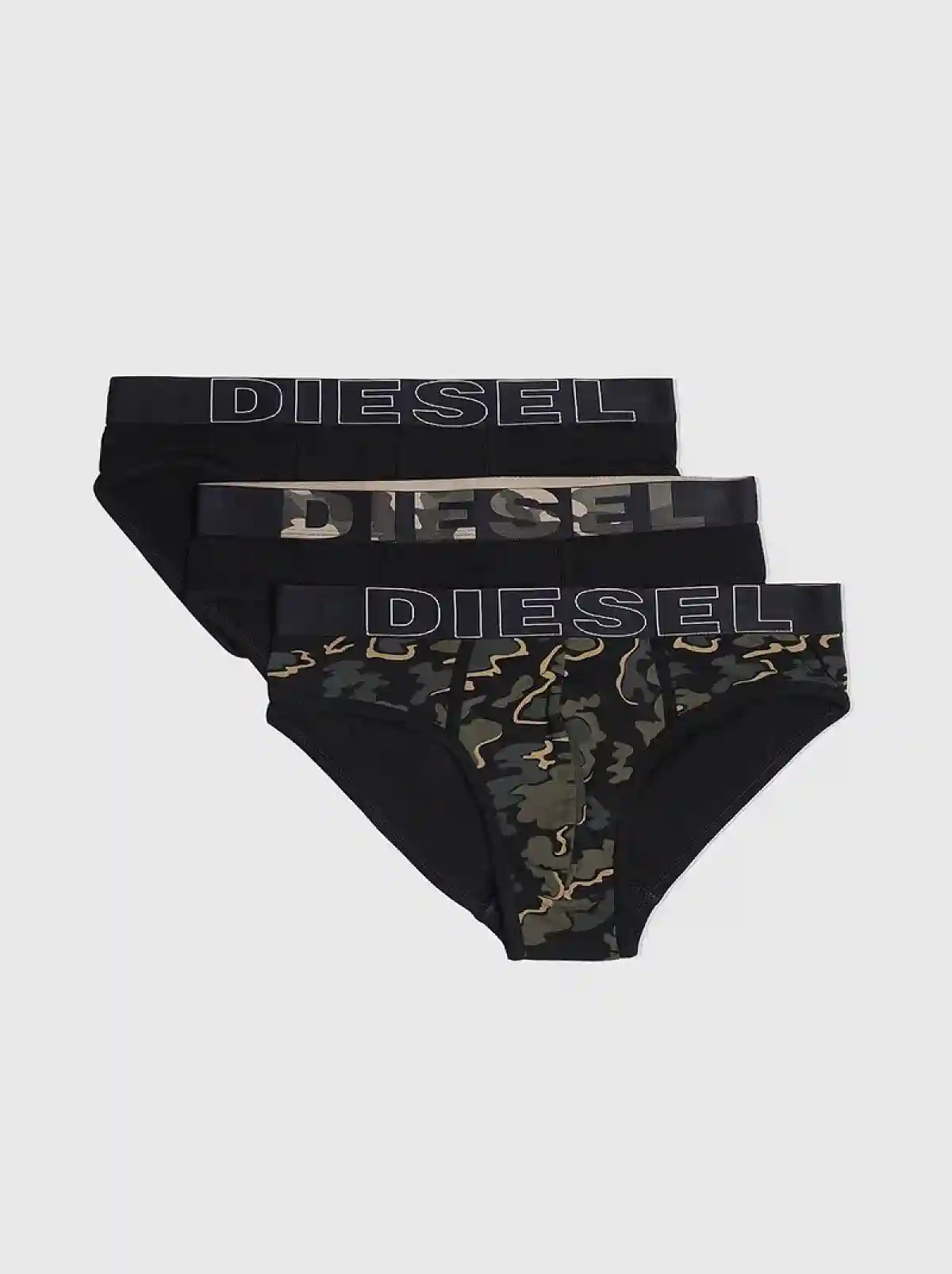 Multicolor Three-pack of briefs plain and camo
