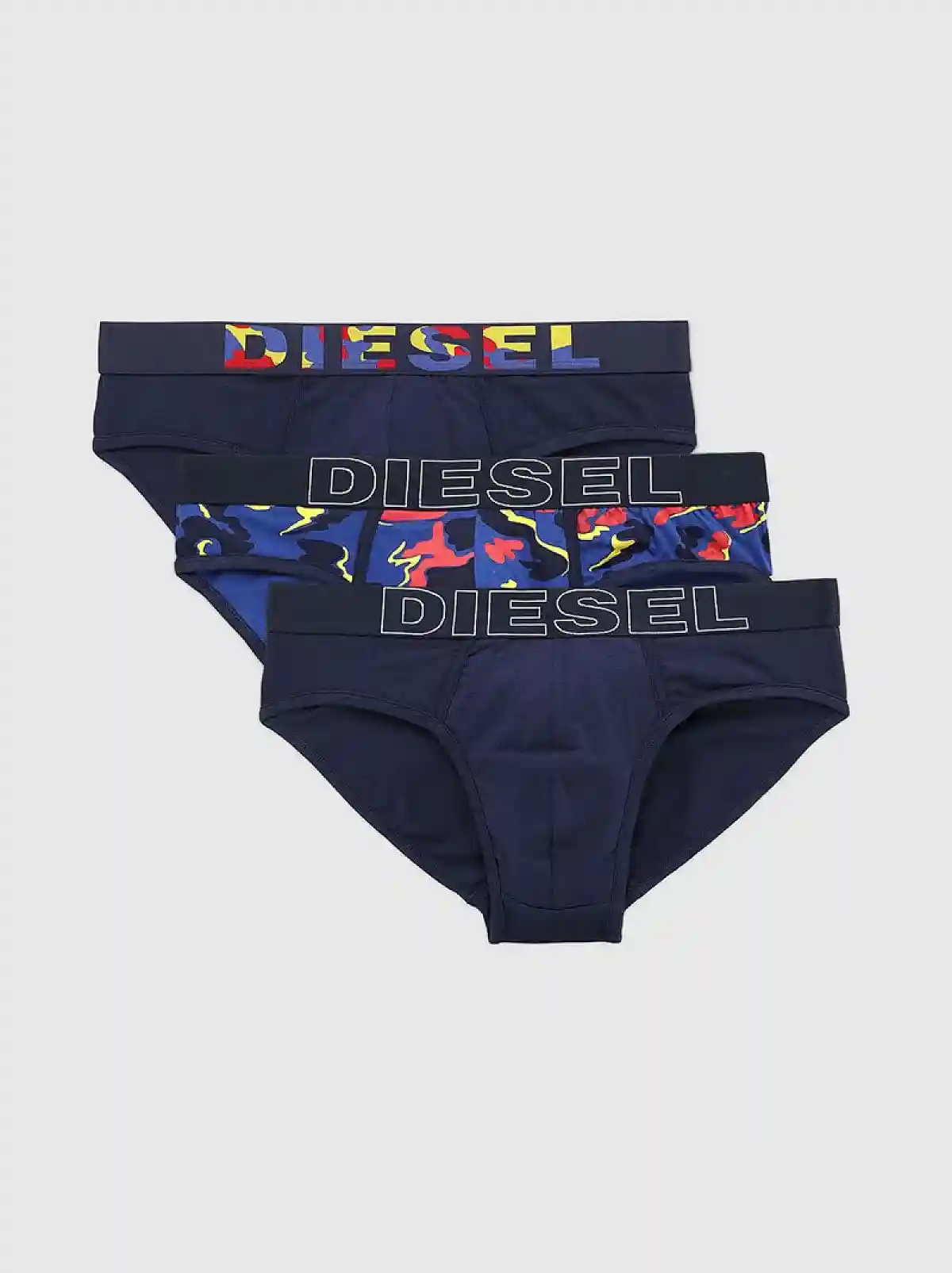 Blue Three-pack of briefs plain and camo