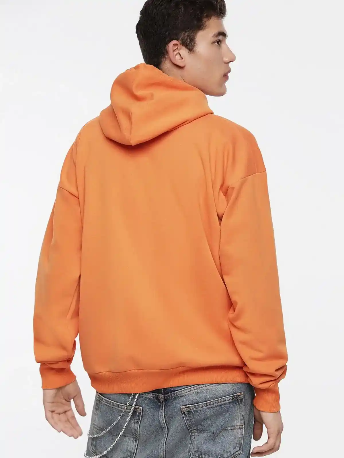 Orange Hooded sweatshirt with 90s Diesel logo
