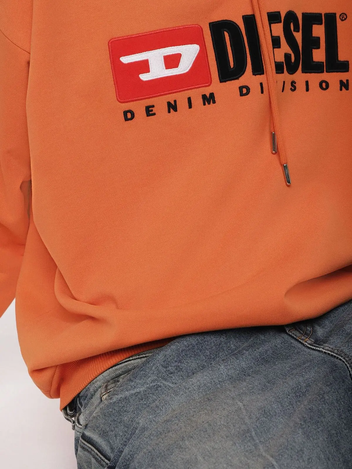 Orange Hooded sweatshirt with 90s Diesel logo