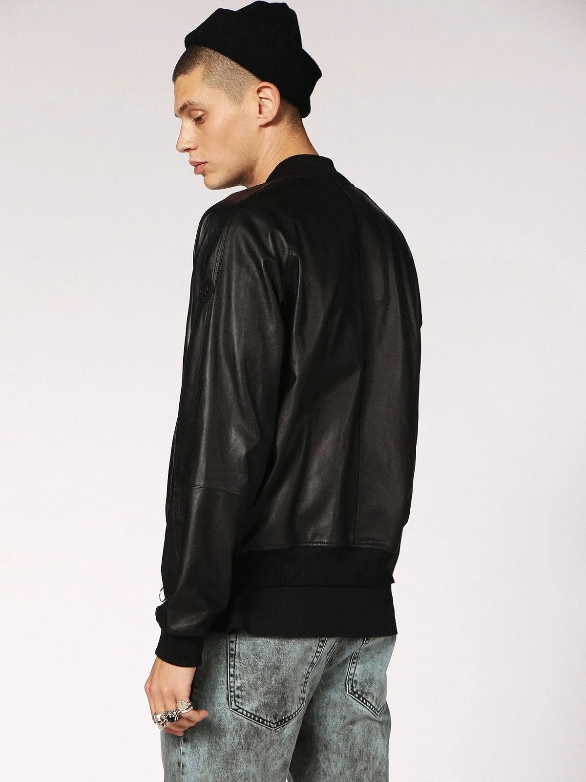 Black Leather bomber jacket