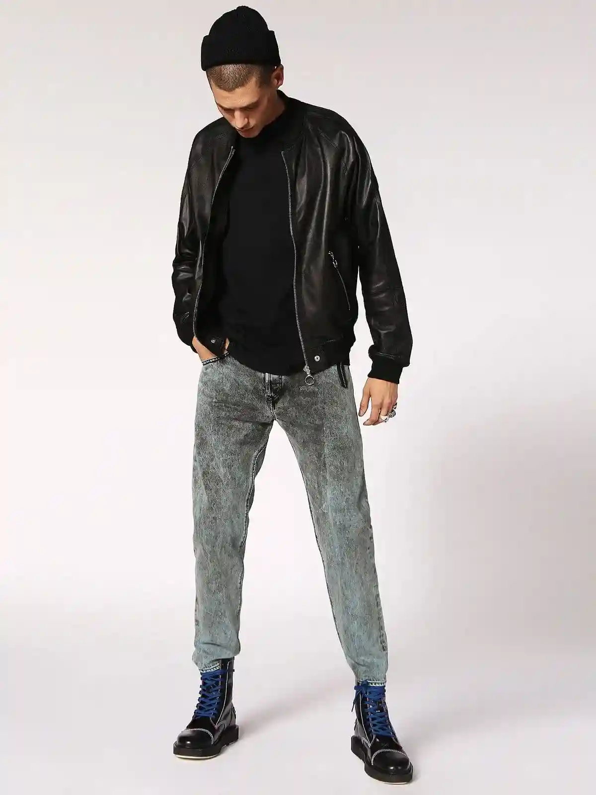 Black Leather bomber jacket