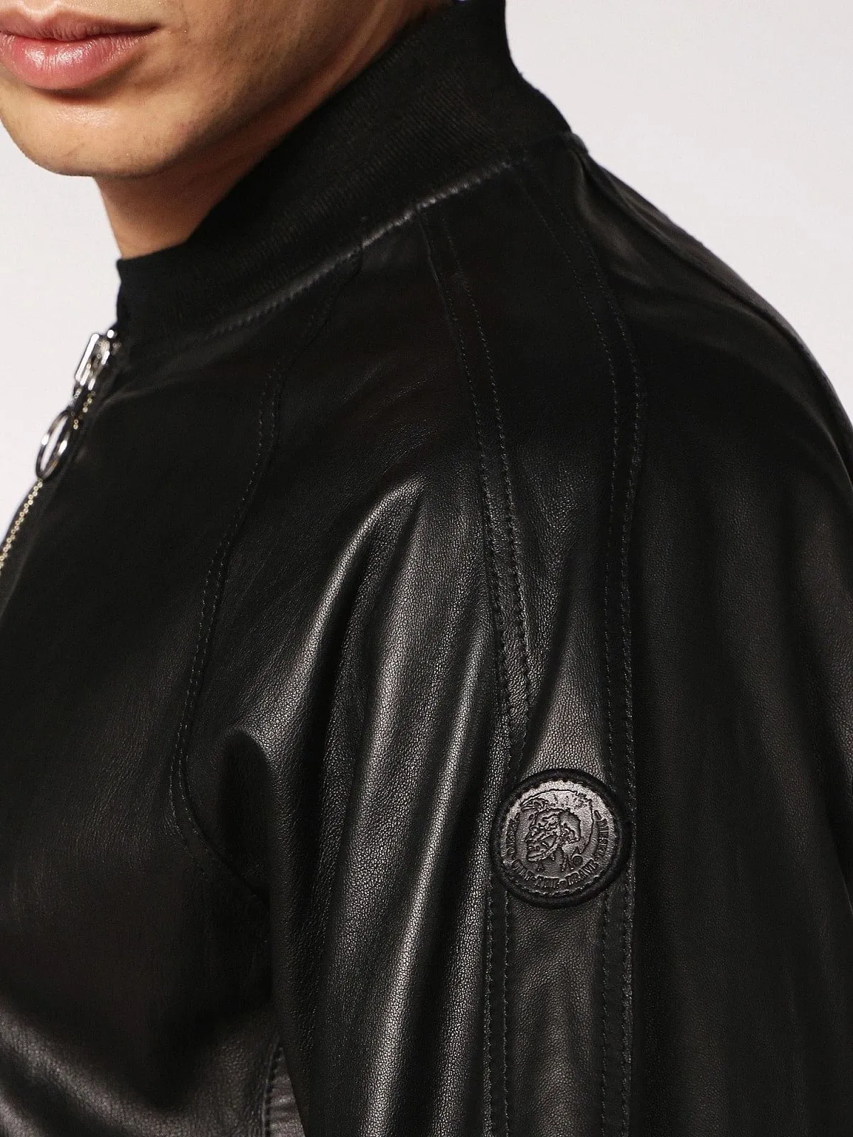 Black Leather bomber jacket