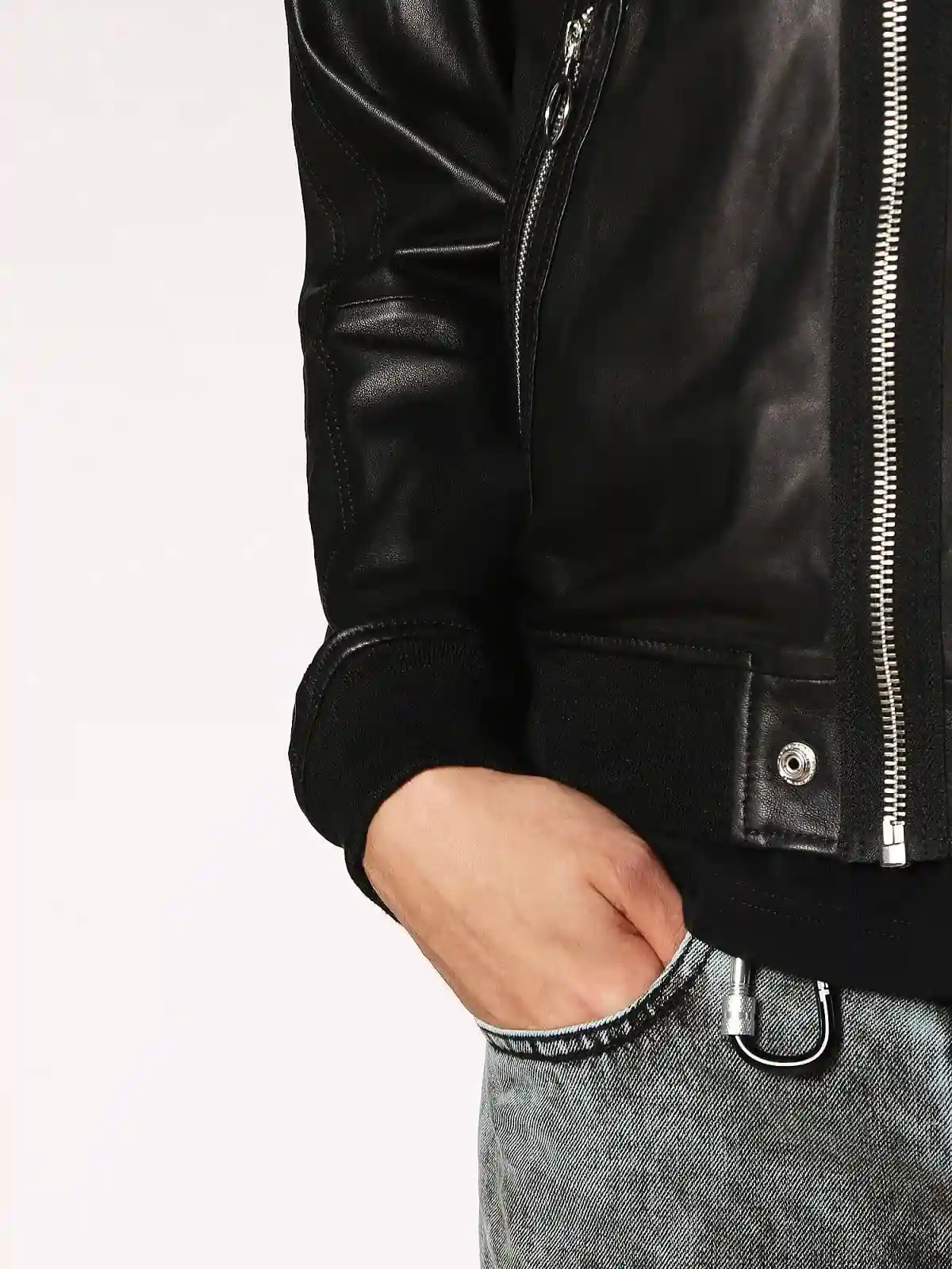 Black Leather bomber jacket
