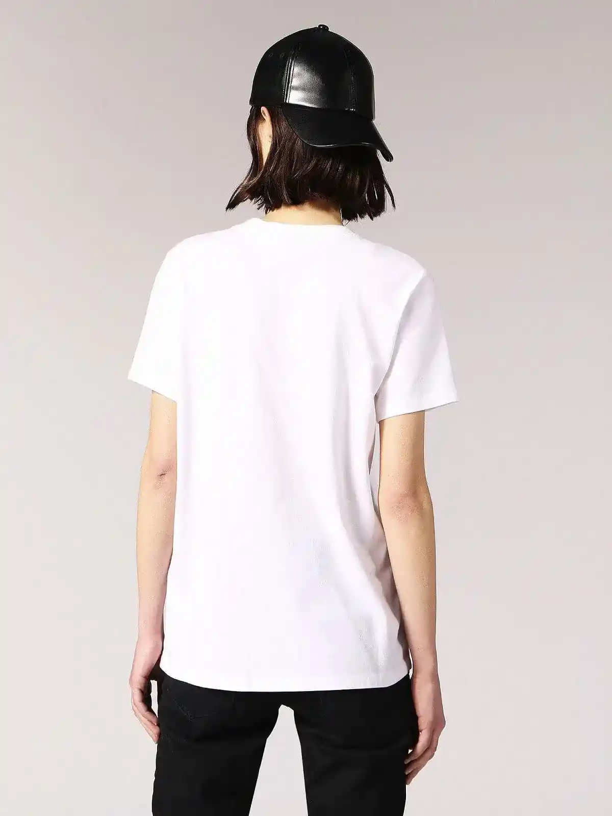 White Cotton T-Shirt with cut-out embroidery