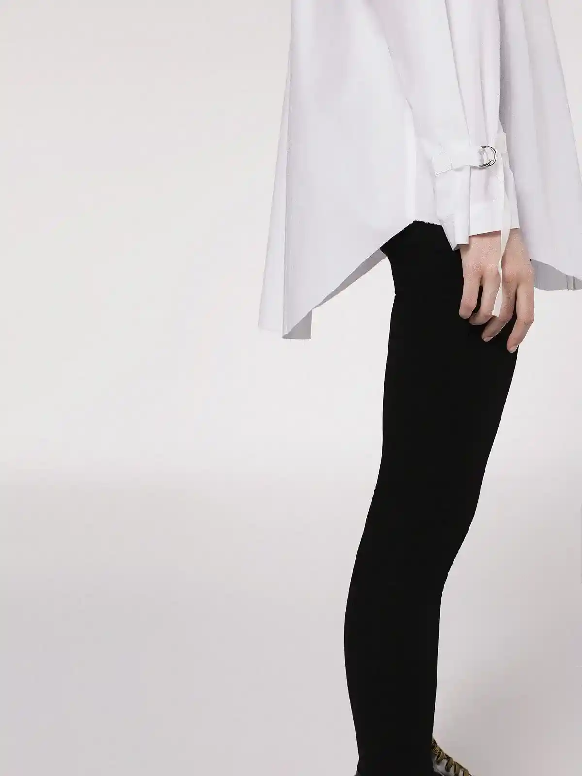 White Cotton shirt with embroidery and ruffles