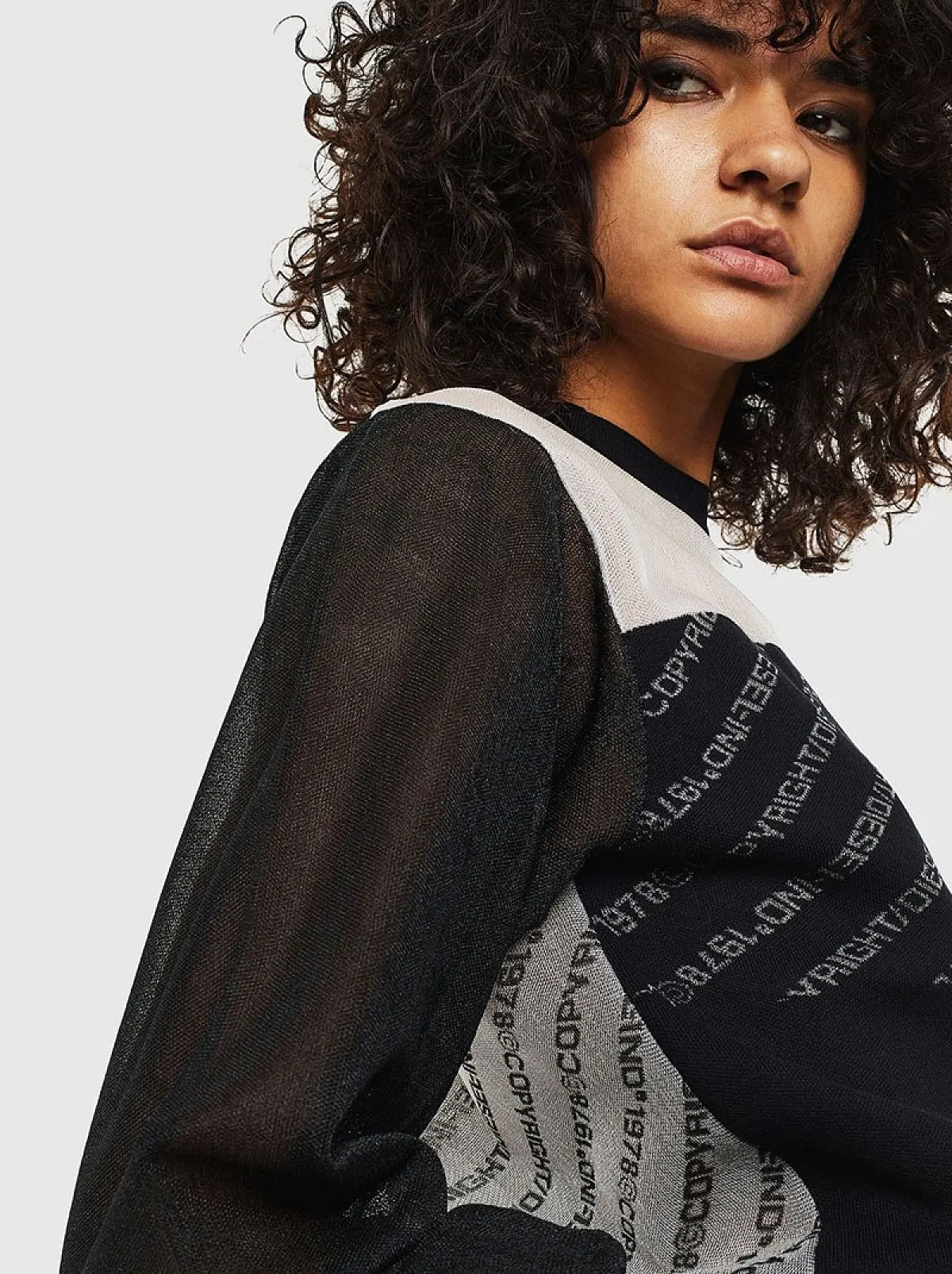 Black Boxy pullover with Copyright panels