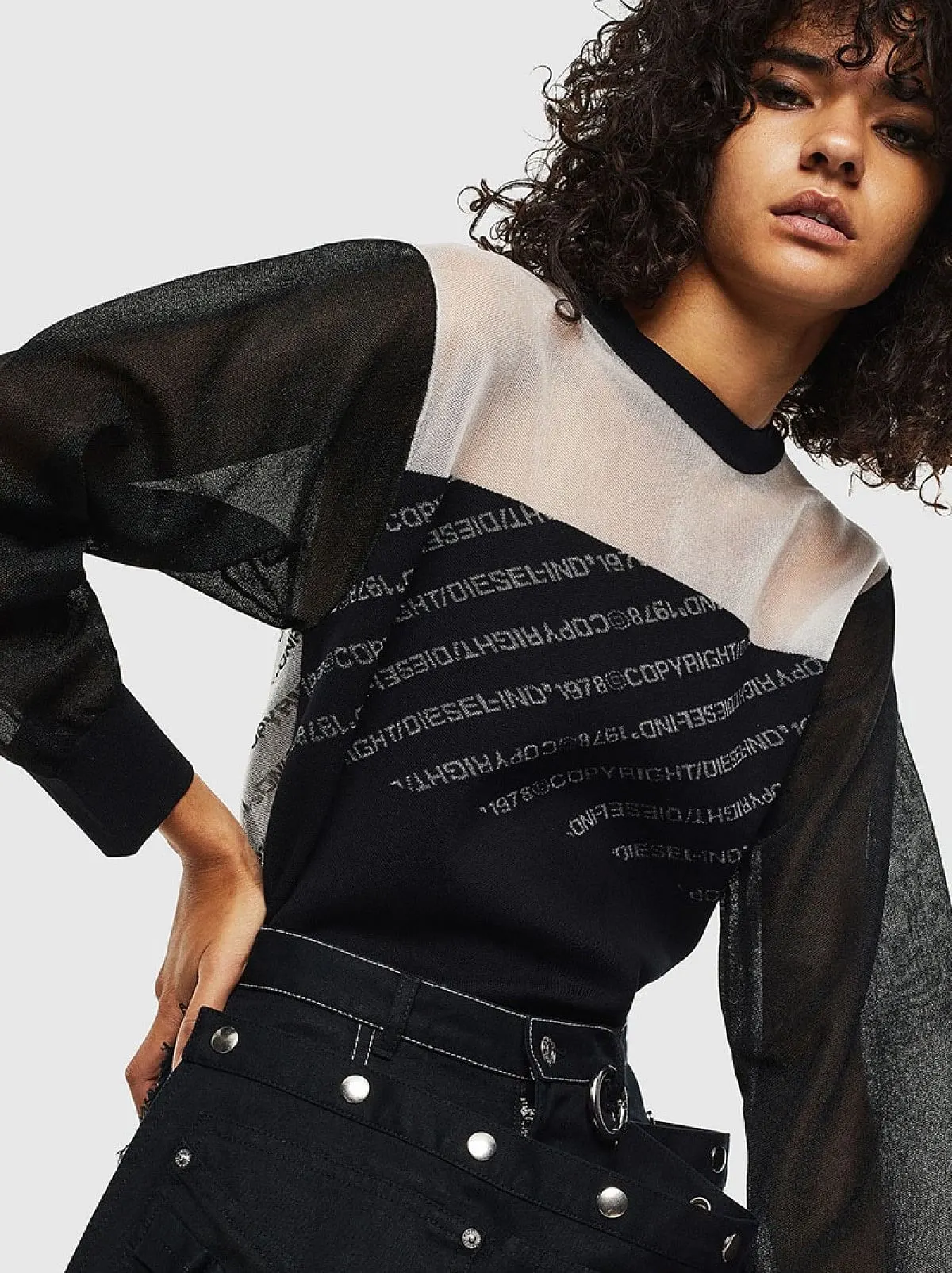 Black Boxy pullover with Copyright panels