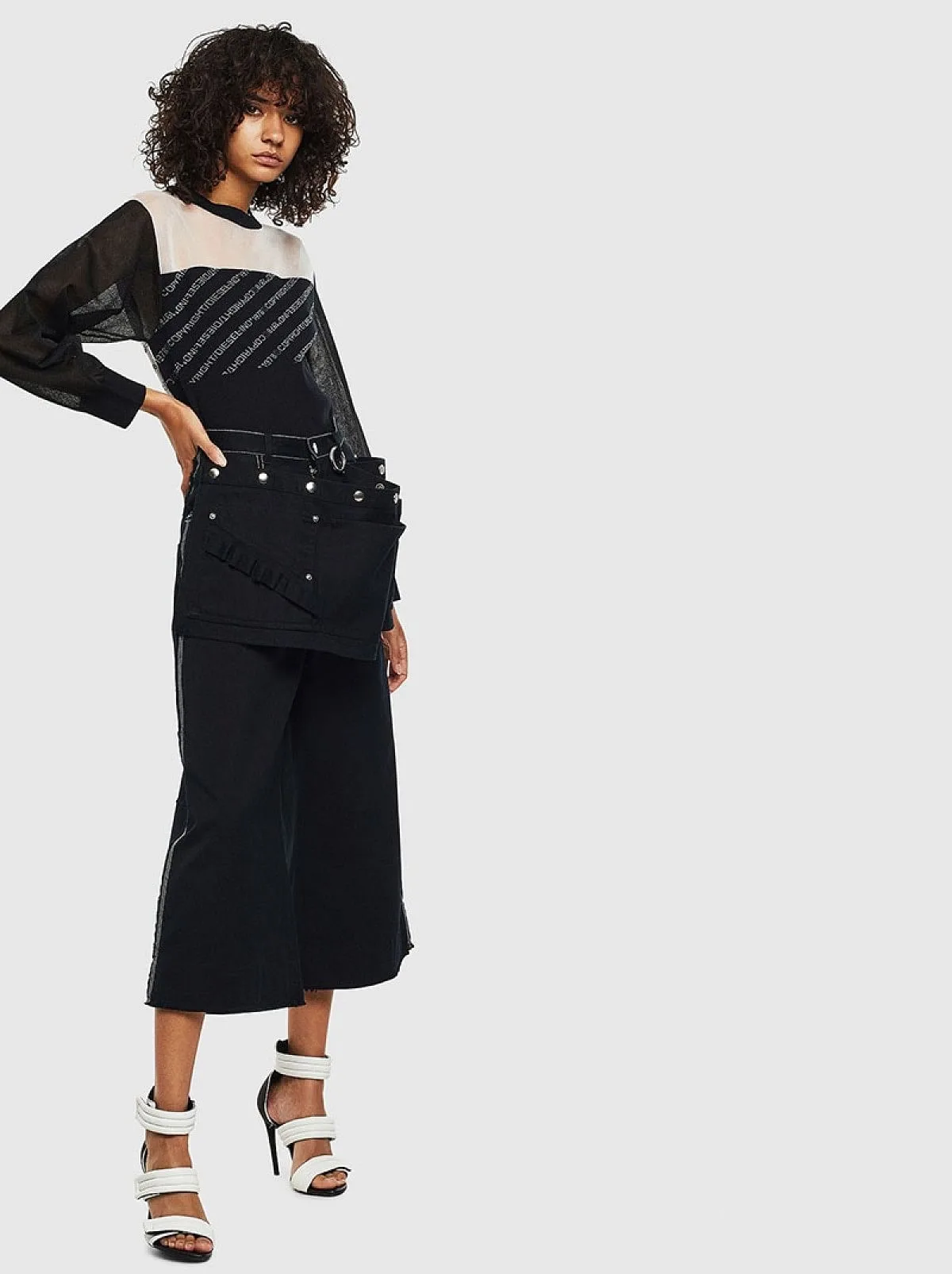 Black Boxy pullover with Copyright panels