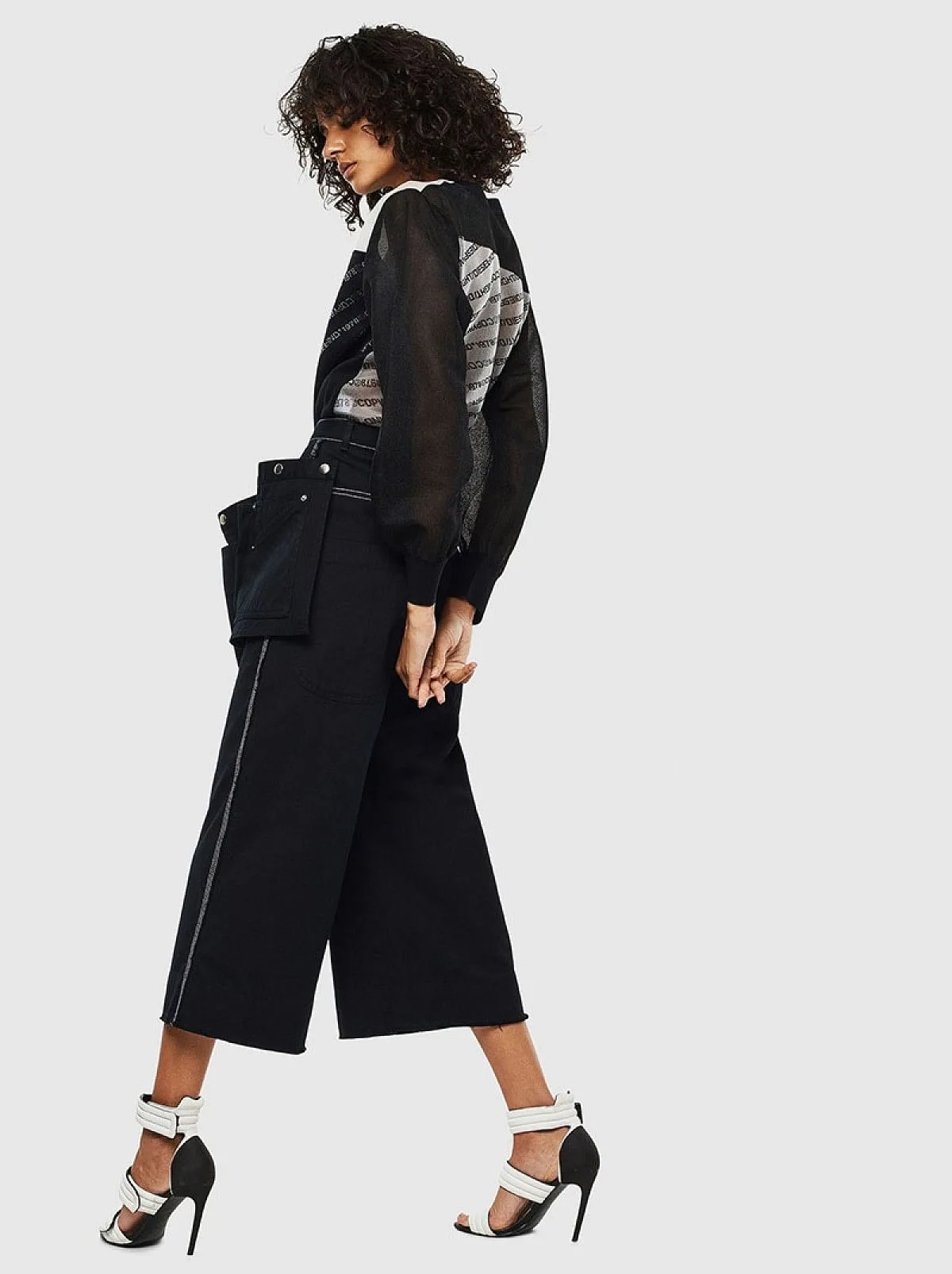 Black Boxy pullover with Copyright panels