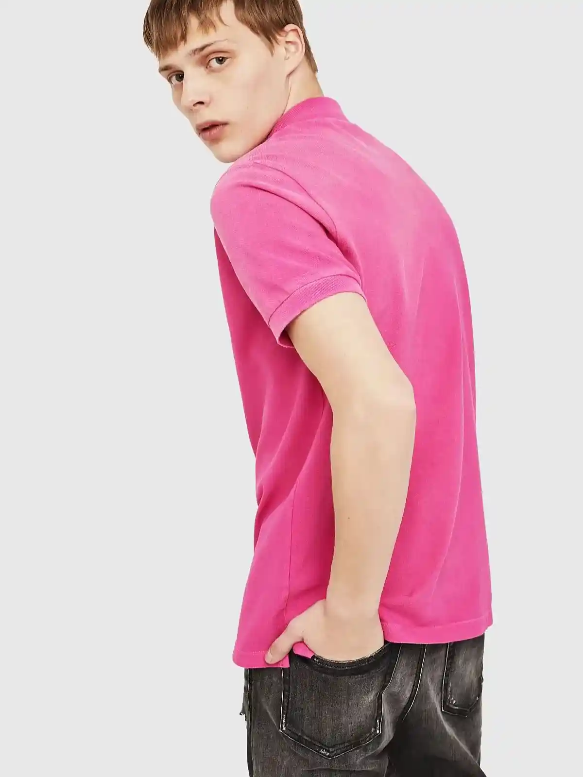 Pink Cotton piquet polo with chest logo