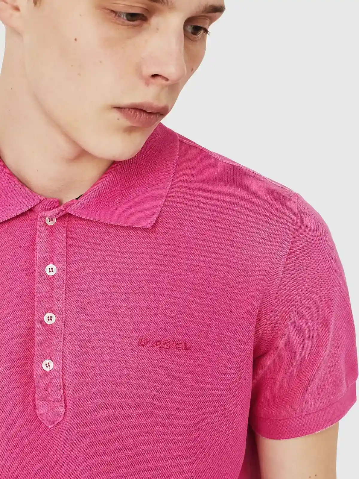 Pink Cotton piquet polo with chest logo