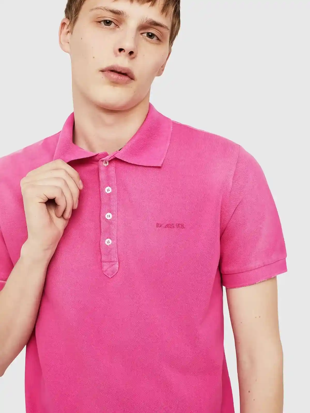 Pink Cotton piquet polo with chest logo