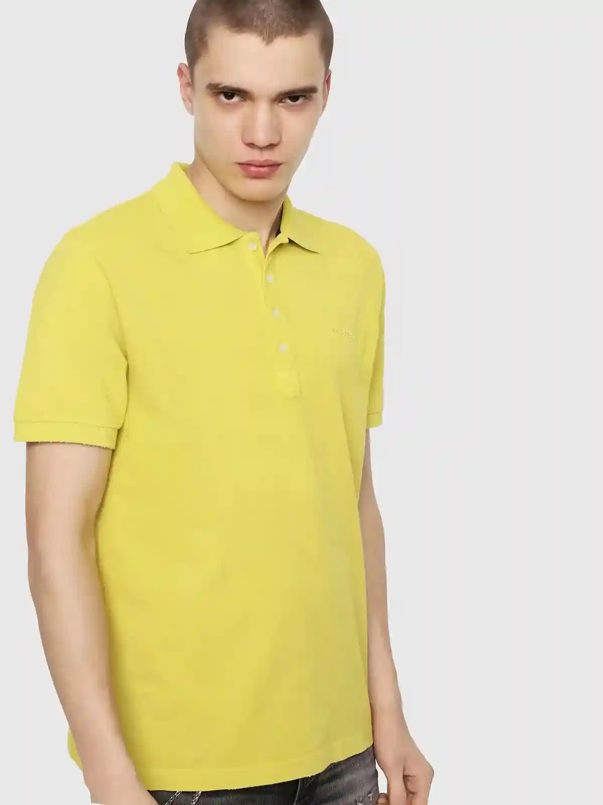 Yellow Cotton piquet polo with chest logo