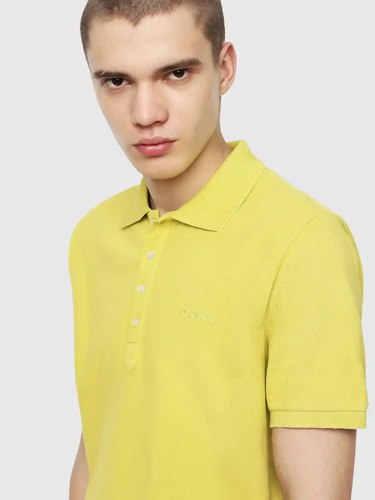 Yellow Cotton piquet polo with chest logo