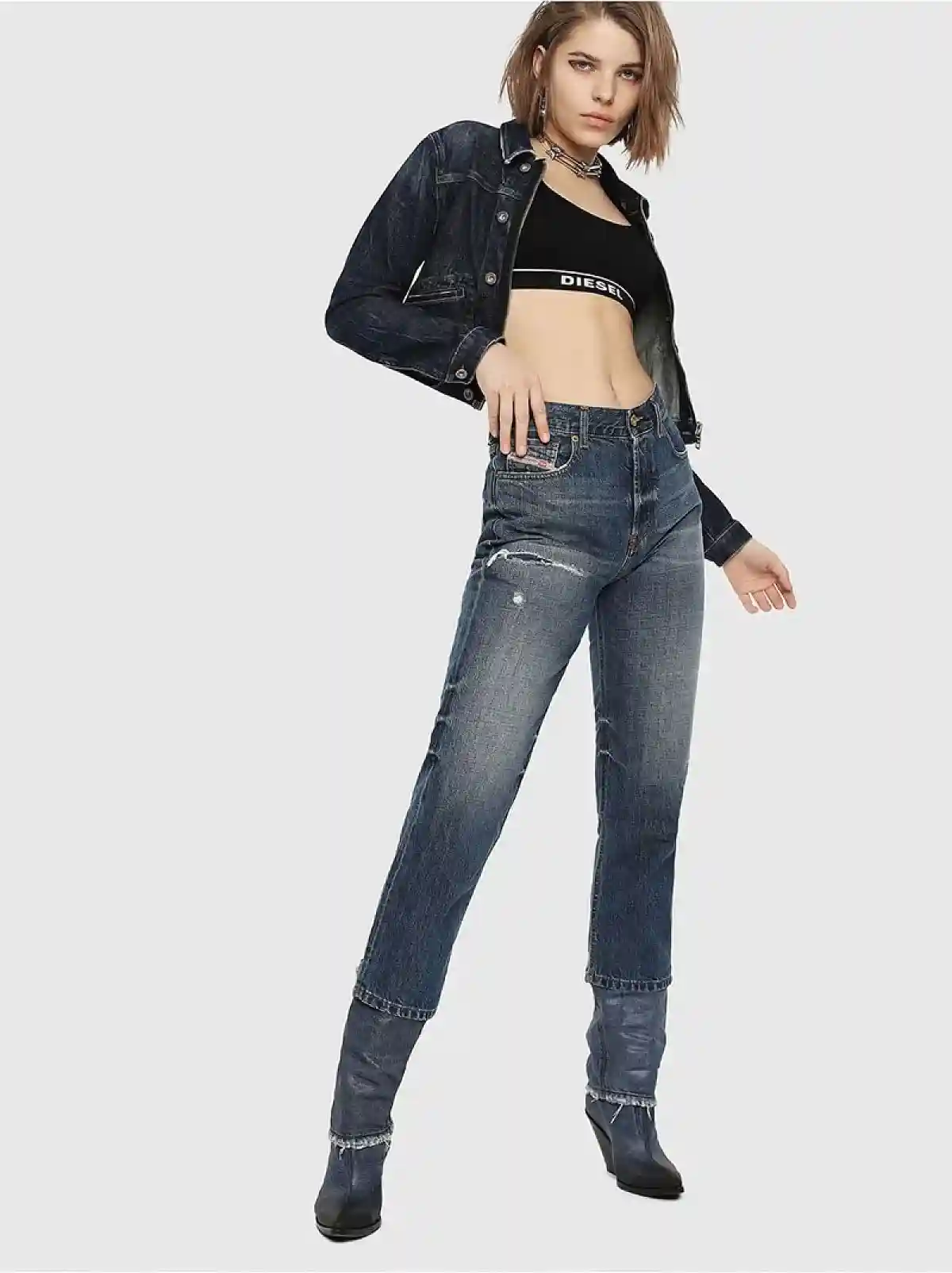 Blue Straight Fit Jeans-Alys
