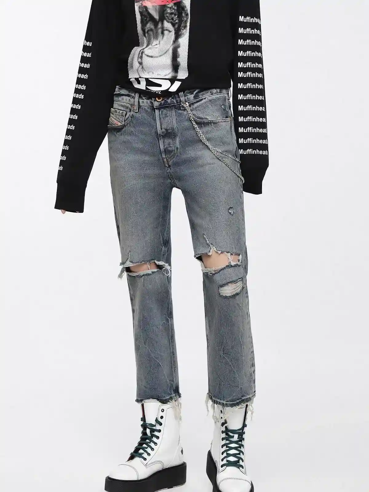 Blue Straight Fit Jeans-Alys