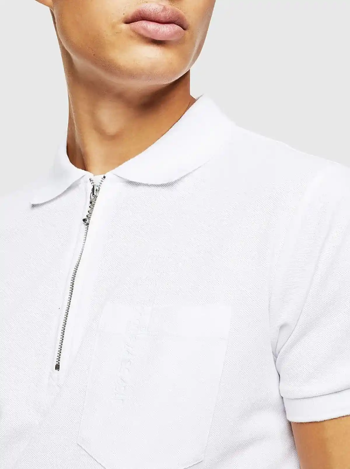 White Half-zip polo shirt with logo embroidery