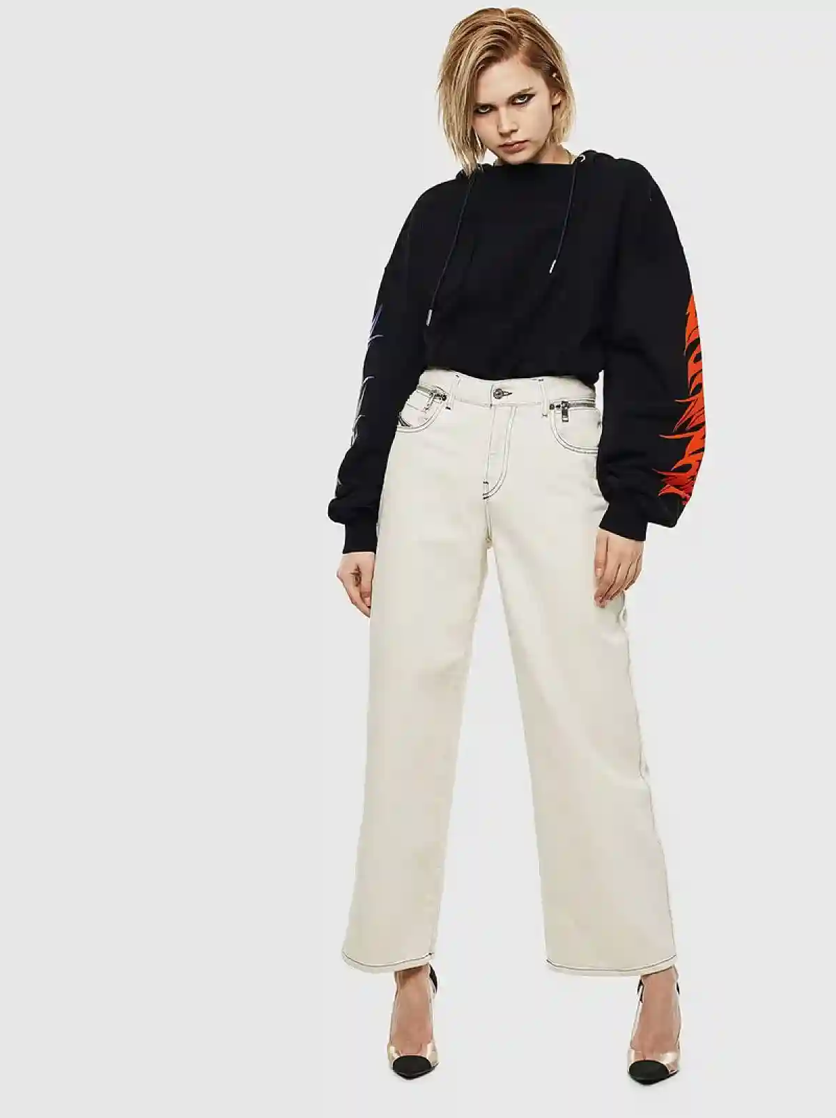 White Wide fit jeans- Widee