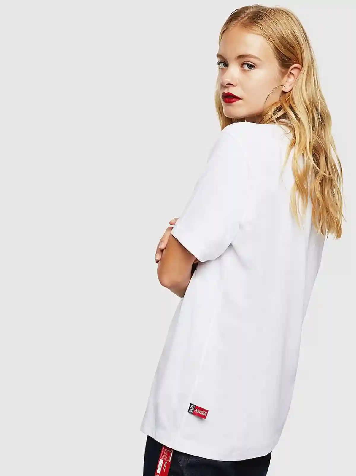 White Recycled fabric T-Shirt with doublelogo print