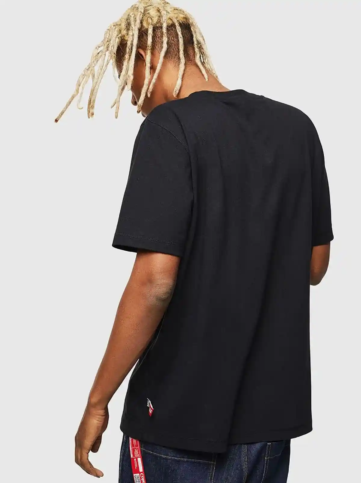 Black Recycled fabric T-Shirt with doublelogo print