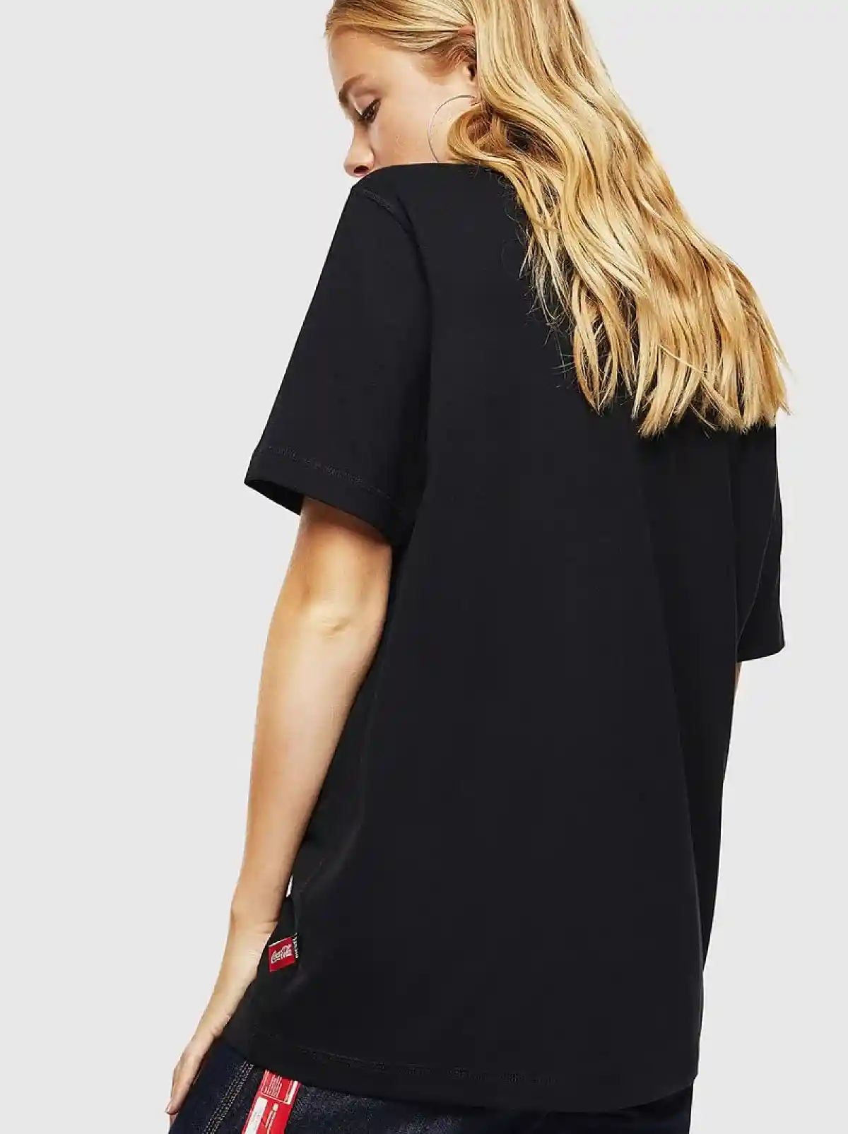 Black Recycled fabric T-Shirt with doublelogo print