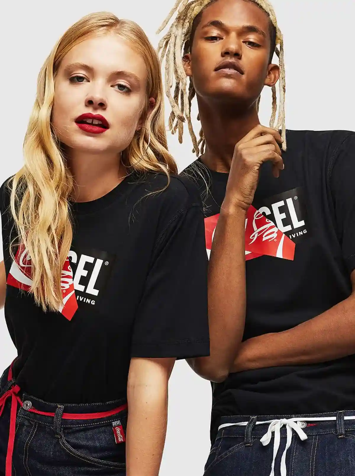 Black Recycled fabric T-Shirt with doublelogo print