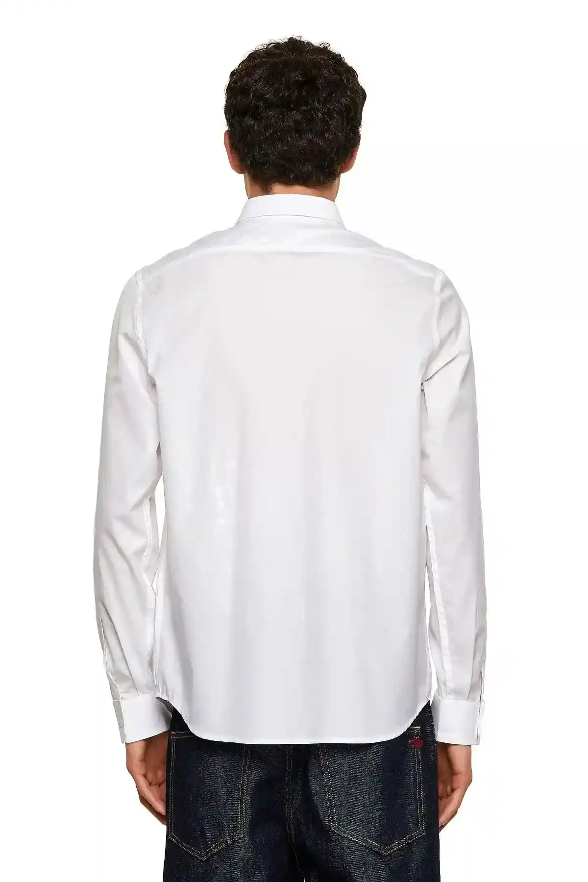 White Long-sleeve shirt in cotton poplin