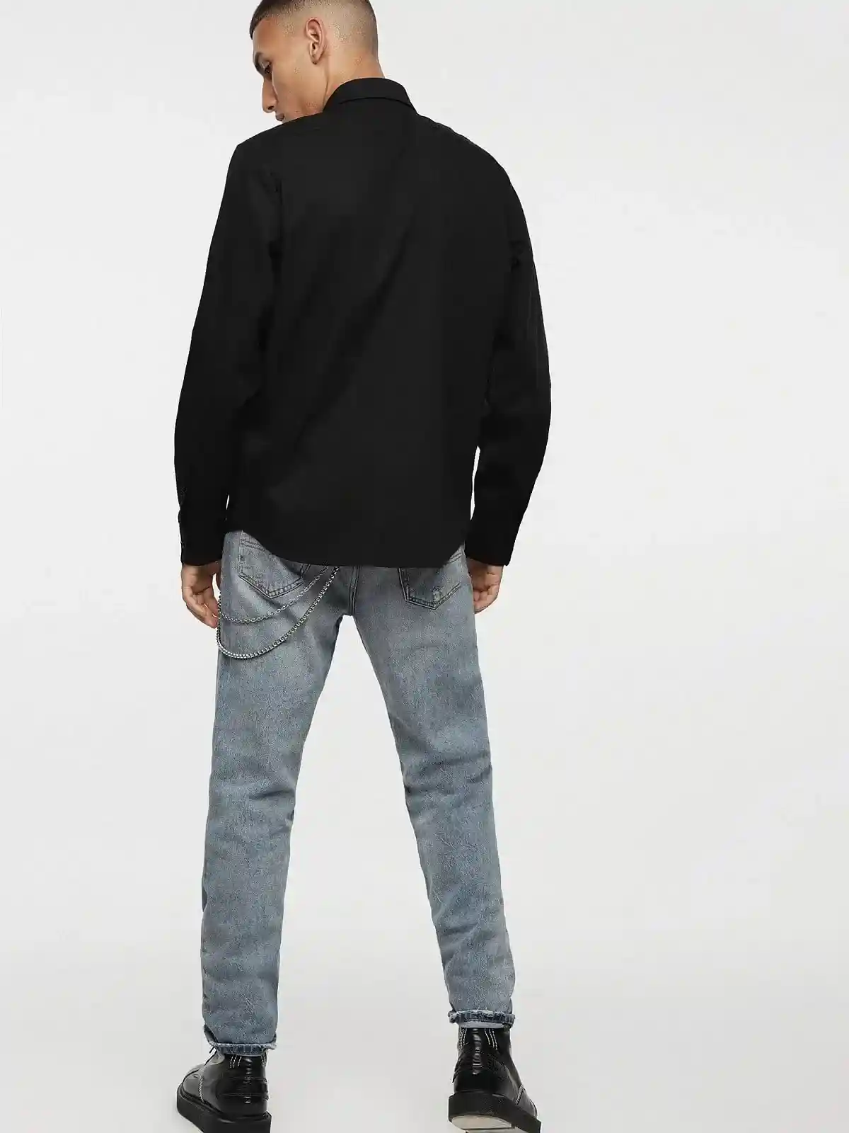 Black Cotton poplin shirt with mohawk patch